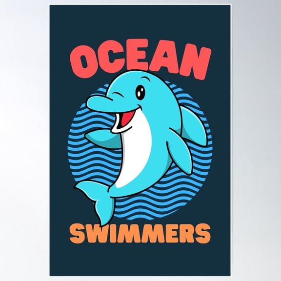 Ocean Swimmers Poster Wall Art, Modern Wall Decor For Living Room Bedroom, 8x12 UNFRAMED