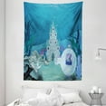 thumbnail image 1 of Ocean Tapestry, Fairytale Mermaid Castle with Dolphins Moss Fish Sun Beams Art Print , Wall Hanging for Bedroom Living Room Dorm Decor, 60W X 80L Inches, Turquoise Light Blue Teal, by Ambesonne, 1 of 2