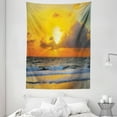 thumbnail image 1 of Ocean Tapestry, Morning at the Beach in Brazil the Sun Rays Through The Clouds over Sea Sunset Image, Wall Hanging for Bedroom Living Room Dorm Decor, 60W X 80L Inches, Orange Gray, by Ambesonne, 1 of 2