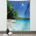 thumbnail image 1 of Ocean Tapestry, Sunny Horizon Skyline Transparent Water Isolated Beach at Prislin Island, Wall Hanging for Bedroom Living Room Dorm Decor, 40W X 60L Inches, Turquoise Green Blue, by Ambesonne, 1 of 5