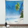 thumbnail image 1 of Ocean Tapestry, Tropical Beach with Palm Trees in the Ocean Summer Paradise Image Modern Design, Wall Hanging for Bedroom Living Room Dorm Decor, 60W X 80L Inches, Blue Green Cream, by Ambesonne, 1 of 2