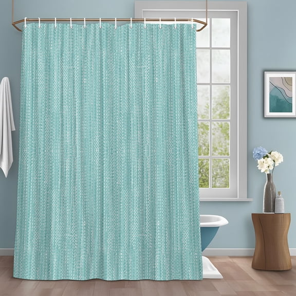 Ocean Teal Blue Shower Curtain with Hooks, Country Vintage Minimalist Solid Color Backdrop Water Repellent Shower Curtains for Bathroom Decor Sturdy Shower Curtain, Machine Washable 36x72 Inch