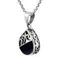 thumbnail image 1 of Ocean Teardrop Filigree Waves Black Onyx Stone on Sterling Silver Necklace, 1 of 6