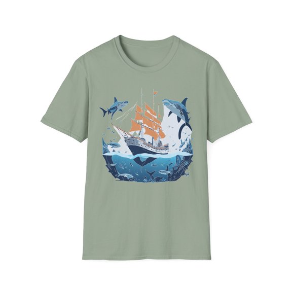 Ocean Tee Shirt, Ocean Shirt, Shirt with Ocean, U boat Tees, Shirt with U-Boat