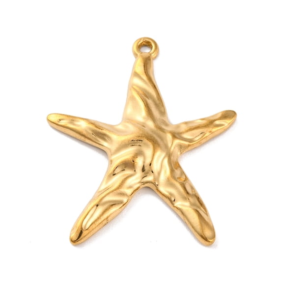 Ocean Theme 304 Stainless Steel Pendants Real 18K Gold Plated Starfish 34.5x28.5x4mm Hole: 1.5mm