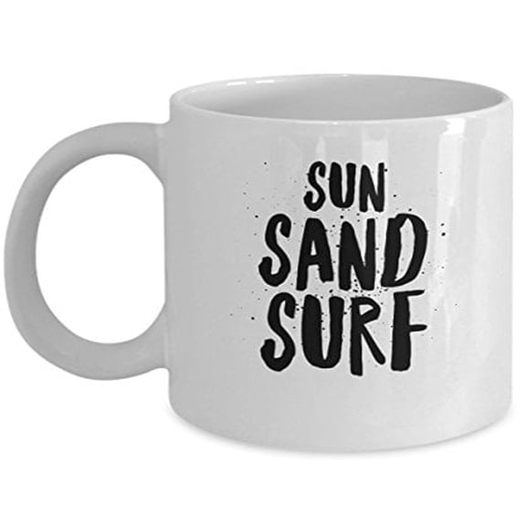 Ocean Theme 11 oz Coffee Mug - Sun - Sand & Surf White Ceramic Gift