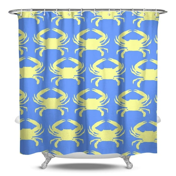 Ocean Theme Crab Shower Curtain Liner - Marine Life Water Resistant Fabric, Washable Bathroom Decor with Tropical Style,84x72in