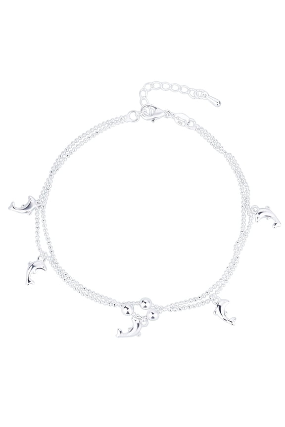 Ocean Theme Dolphin Anklet Bracelet, Stainless Steel, Adjustable, for Women/Girls, Christmas/Birthday Gift