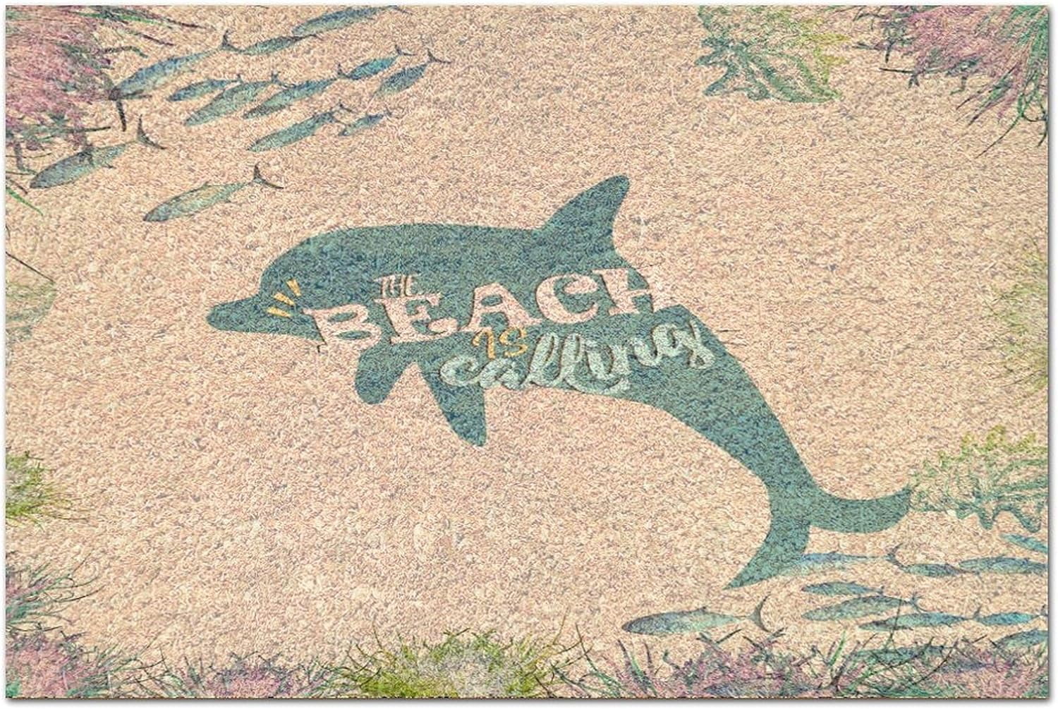Ocean Theme Entryway Doormat Coir Mats The Beach is Calling