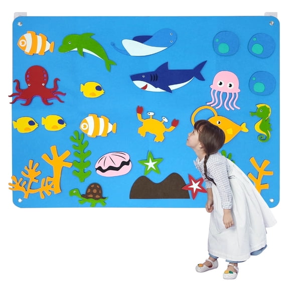 1 Set of Marine Life Felt Board, Early Learning Interactive Play Set, Hanging Toys for Kids
