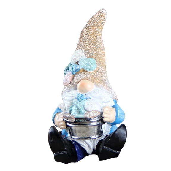 Ocean Theme Gnome Resin Figurine Coastal Beach Table Decor Nautical Shell Gnome Statue for Bathroom Shelf Living Room Office Tiered Tray Summer Coastal Home Decoration Resin Craft Ornament