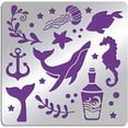 thumbnail image 1 of Ocean Theme Metal Stencils 6 Inch Square Scrapbooking Drawing Stencils Stainless Steel Sea Animals Pattern Painting Stencils, 1 of 9