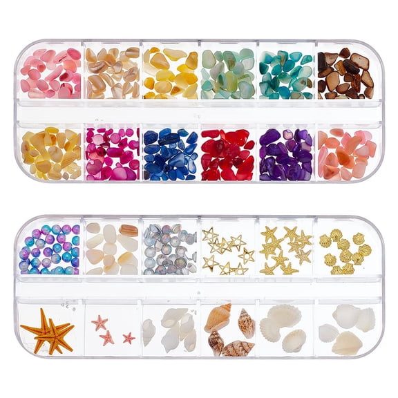 Ocean Theme Nail Decorations Kit Mixed Color 3~13x3~14x0.5~6.5mm diy