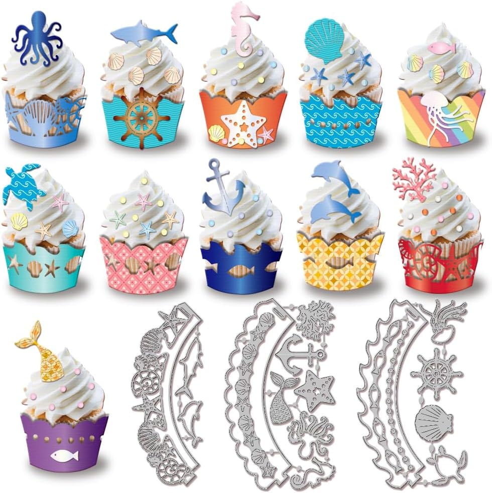 Ocean Theme Paper Cup Carbon Steel Cutting Dies Stencils for DIY ...