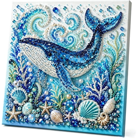 Ocean Theme Pearl Art DIY Kit,Blue Ringed Octopus 3D Diamond Painting Crafts For Adults,DIY Pearl Mosaic Wall Art Set With Rhinestones,Coastal Home Decor Gift For Beginners