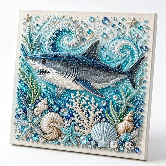 Ocean Theme Pearl Art DIY Kit,Blue Ringed Octopus 3D Diamond Painting Crafts For Adults,DIY Pearl Mosaic Wall Art Set With Rhinestones,Coastal Home Decor Gift For Beginners