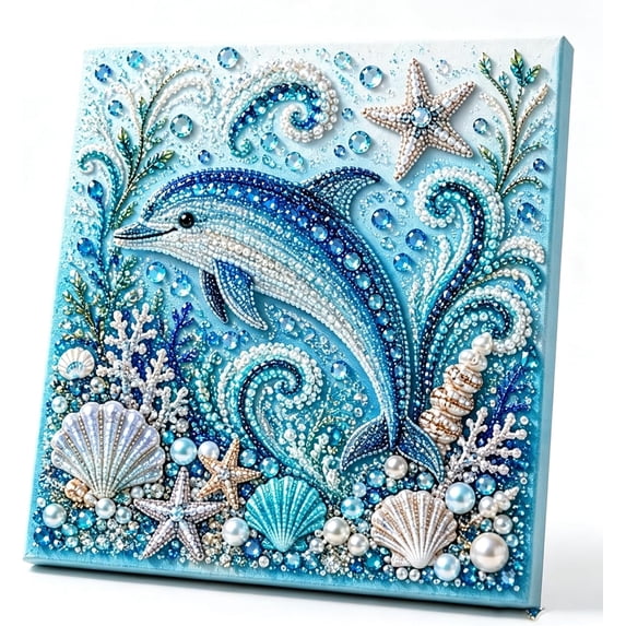 Ocean Theme Pearl Art DIY Kit,Blue Ringed Octopus 3D Diamond Painting Crafts For Adults,DIY Pearl Mosaic Wall Art Set With Rhinestones,Coastal Home Decor Gift For Beginners