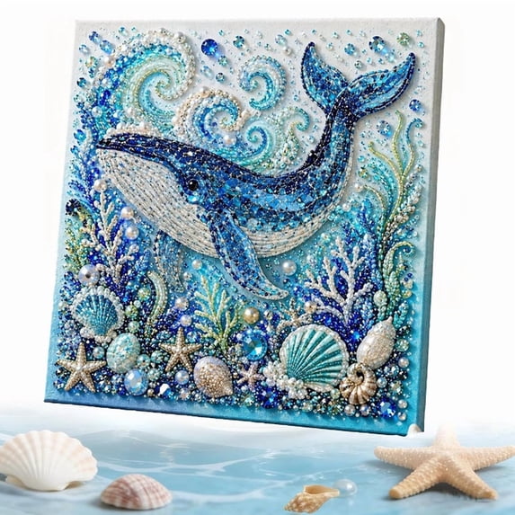 Ocean Theme Pearl Art DIY Kit,Blue Ringed Octopus 3D Diamond Painting Crafts For Adults,DIY Pearl Mosaic Wall Art Set With Rhinestones,Coastal Home Decor Gift For Beginners A4