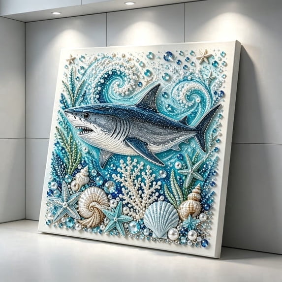 Ocean Theme Pearl Art DIY Kit,Blue Ringed Octopus 3D Diamond Painting Crafts,DIY Pearl Mosaic Wall Art Set With Rhinestones And Beads,Coastal Home Decor Gift For Adults Beginners