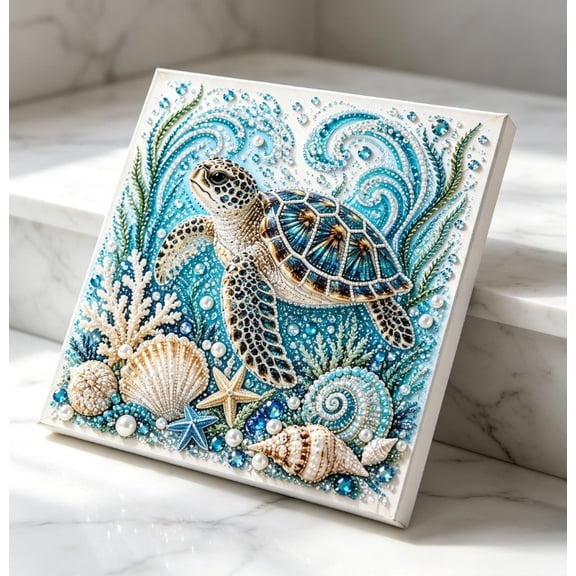 Ocean Theme Pearl Art DIY Kit,Blue Ringed Octopus 3D Diamond Painting Crafts,DIY Pearl Mosaic Wall Art Set With Rhinestones And Beads,Coastal Home Decor Gift For Adults Beginners