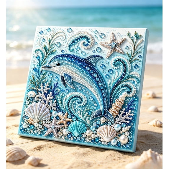 Ocean Theme Pearl Art DIY Kit,Blue Ringed Octopus 3D Diamond Painting Crafts,DIY Pearl Mosaic Wall Art Set With Rhinestones And Beads,Coastal Home Decor Gift For Adults Beginners