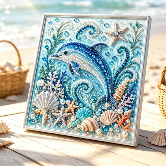 Ocean Theme Pearl Art DIY Kit, Octopus DIY Pearl Painting Kit, Ocean Diamond Art for Adults & Beginners, Sparkling Coastal Wall Decor A2