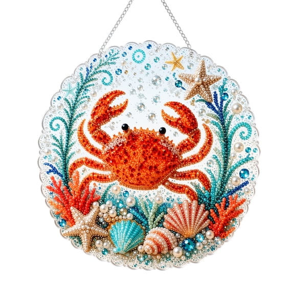 Ocean Theme Pearl Art DIY Kit, Pearl Diamond Painting for Adults, 5D Acrylic Pendant Craft, Sparkling Marine Bead Art Hanging Decor, Sea Life Series