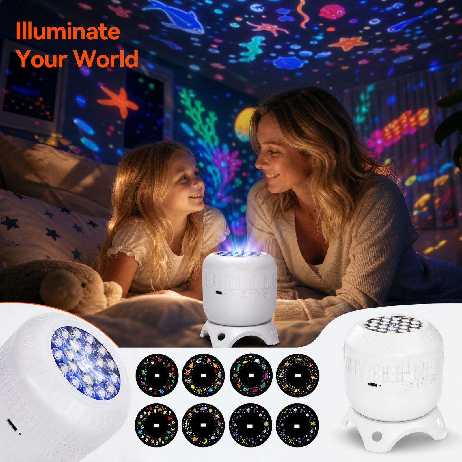 Ocean Theme Projection Night Light with Multiple Pattern Display ...