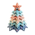 thumbnail image 1 of Ocean Theme Quilted Fabric Christmas Tree DIY Patchwork Kit with Starfish Topper Seasonal Christmas Decor for Shelf and Mantel, 1 of 4