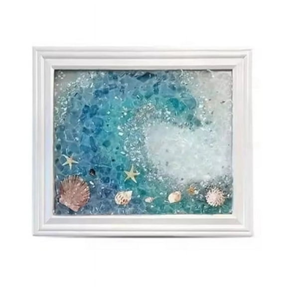 Ocean Theme Sea Glass Art Kit for Adults Photo Frame Easy Operation DIY Mosaic Arts and Craft Kits Handmade B