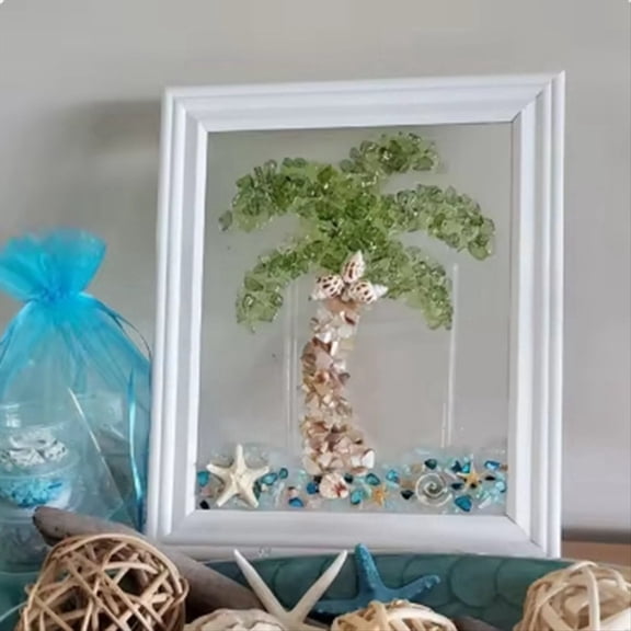 Ocean Theme Sea Glass Art Kit for Adults Photo Frame Easy Operation DIY Mosaic Arts and Craft Kits Handmade D