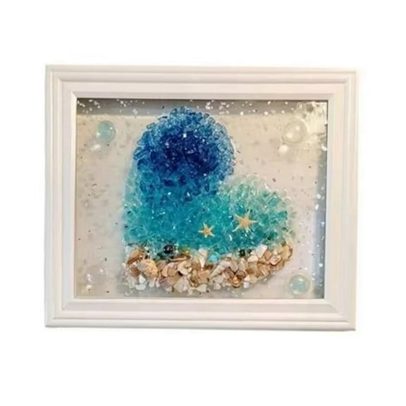 Ocean Theme Sea Glass Art Kit for Adults Photo Frame Easy Operation DIY Mosaic Arts and Craft Kits Handmade D
