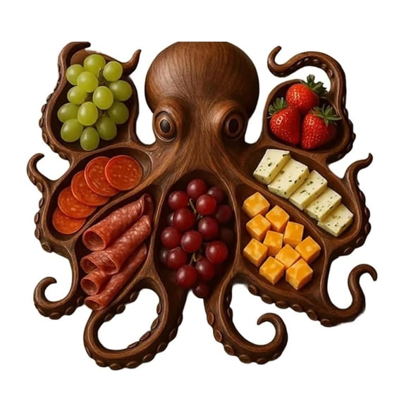 Ocean Theme Serving Platter Beech Wood Cheese Fruit Display Tray Coastal Party