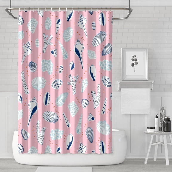 Ocean Theme Shower Curtain - Machine Washable Tropical Seashell Design, Mildew-Resistant PEVA Fabric,72x72in