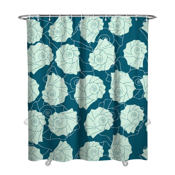 Ocean Theme Shower Curtain - Machine Washable Tropical Seashell Design, Mildew-Resistant PEVA Fabric,72x84in