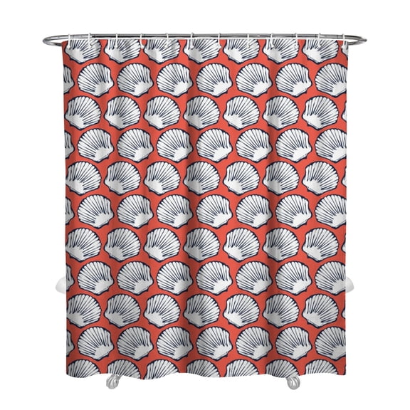 Ocean Theme Shower Curtain - Machine Washable Tropical Seashell Design, Mildew-Resistant PEVA Fabric,72x84in