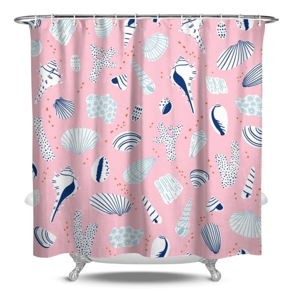 Ocean Theme Shower Curtain - Machine Washable Tropical Seashell Design, Mildew-Resistant PEVA Fabric,84x72in