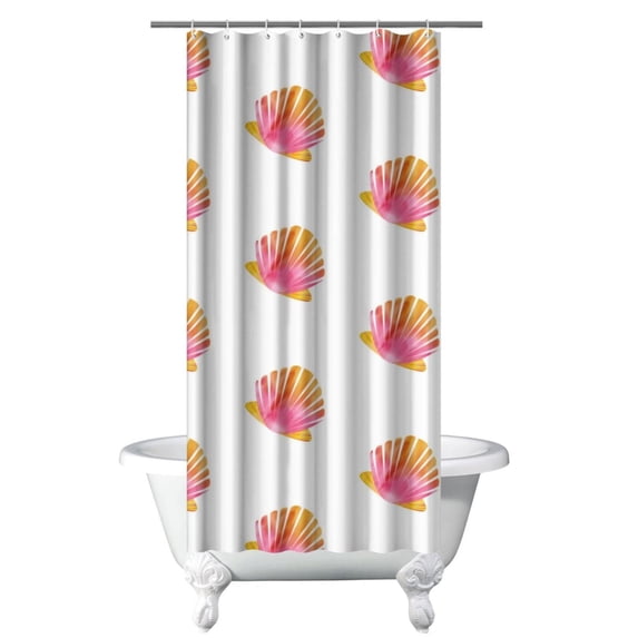 Ocean Theme Shower Curtain - Reusable Sea Shell & Coral Print with Quick-Dry Technology & Plastic Grommets,36x72in