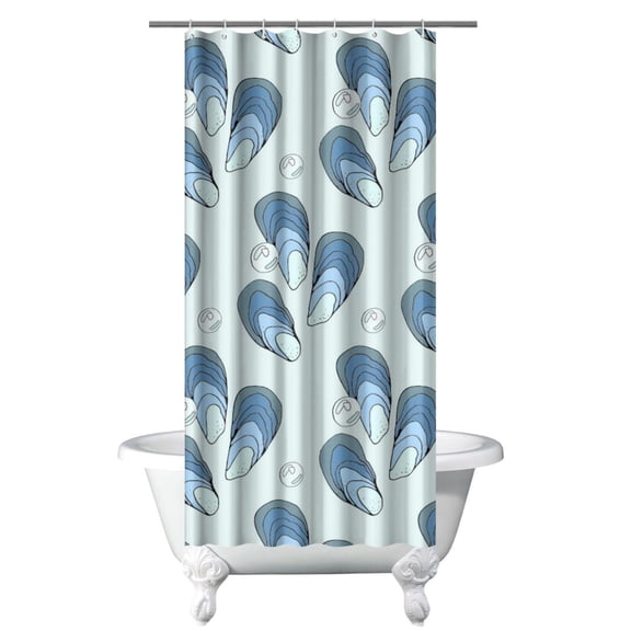 Ocean Theme Shower Curtain - Reusable Sea Shell & Coral Print with Quick-Dry Technology & Plastic Grommets,36x72in