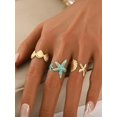 thumbnail image 1 of Ocean Theme Starfish And Shell Open Ring Set In Yellow Gold, 1 of 2