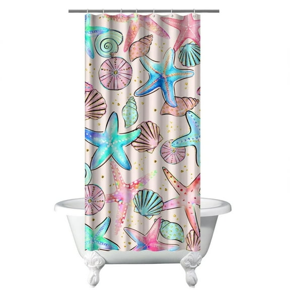 Ocean Theme Starfish Shower Curtain Liner - Marine Life Water Resistant Fabric, Washable Tropical Bathroom Decor for Coastal Homes,36x72in