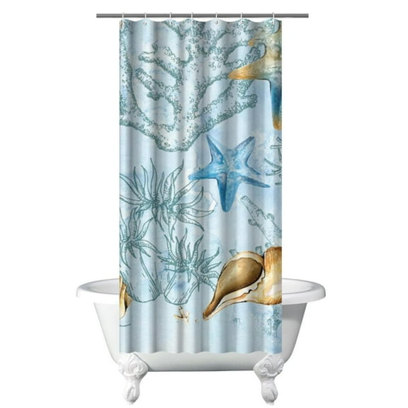 Ocean Theme Starfish Shower Curtain Liner - Marine Life Water Resistant Fabric, Washable Tropical Bathroom Decor for Coastal Homes,36x72in