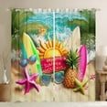 thumbnail image 1 of Ocean Themed 30%-50% Blackout Curtains Hawaii Vacation Style Curtains Sea Animal Starfish Print Bedroom Curtains Green Palm Leaves Window Curtains Summer Cool Style Curtains,84"Wx90"L, 1 of 5