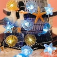thumbnail image 1 of Ocean Themed Beach Seashell Fairy String Lights, 10 Feet 30 LED Battery Powered Shell Starfish Shape Decorative Lights for Party, Bedroom, Wedding Decoration (Warm White,1Pack), 1 of 6