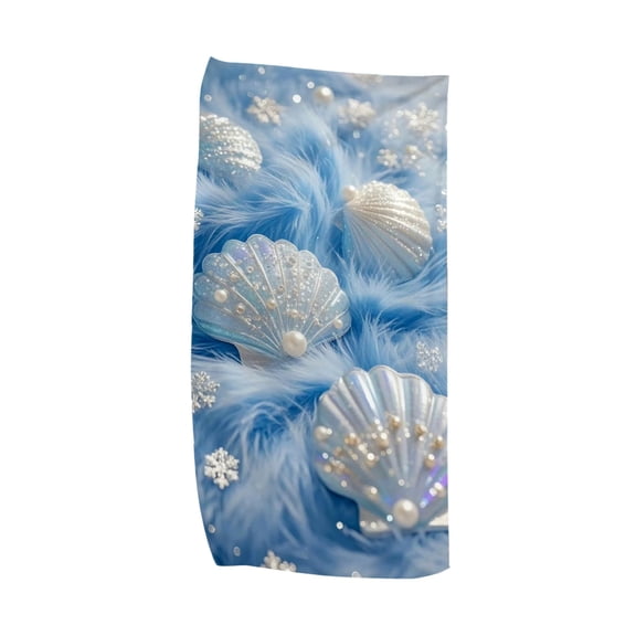 Ocean Themed Beach Towel 27.6x55.1 Inch, Starfish Seashells Graphic Towel, Fast-Drying Absorbent Bath Towel Microfiber Beach Towel