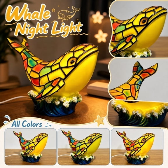 Ocean Themed Bedroom Decor Night Light Lamp, Led Whale Wave Light for Bedroom Nursery, Decorative Accent for Student Rooms, Single Pack