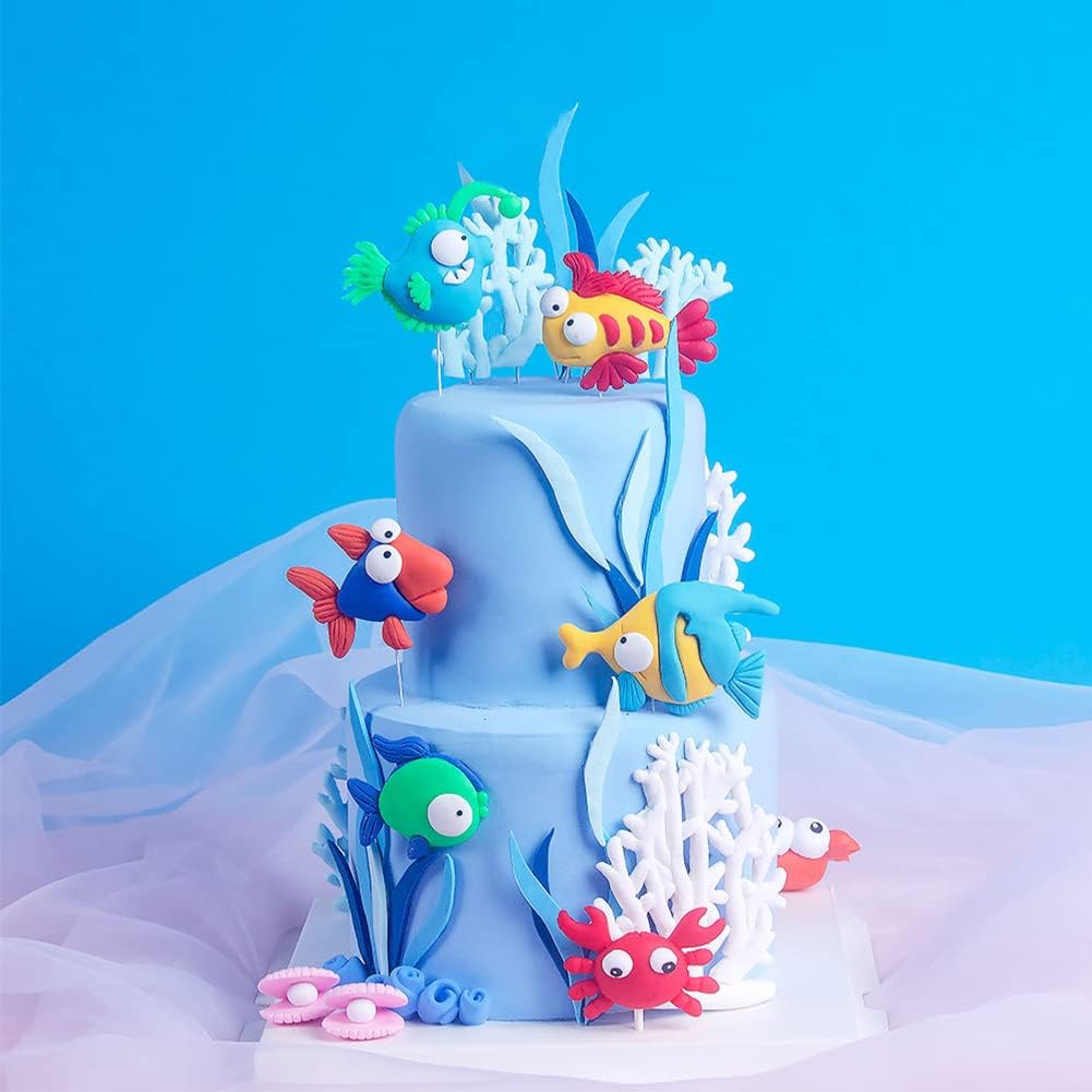 Ocean Themed Cake Toppers, Cute Sea Animals Cake Toppers For Under The