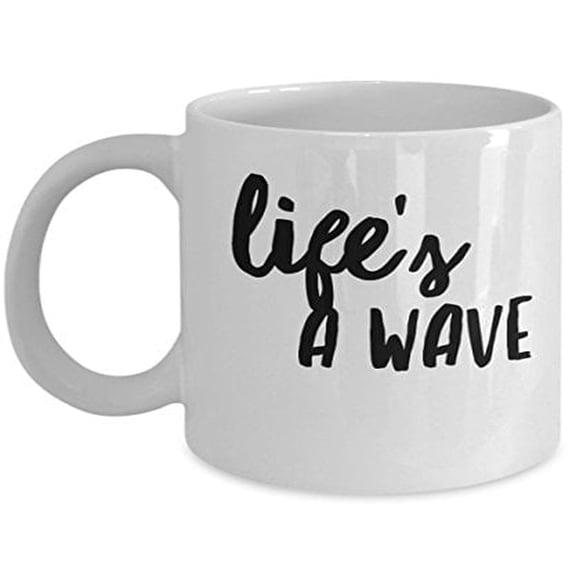 Ocean Themed 11 oz Coffee Mug - Life's A Wave White Ceramic Gift