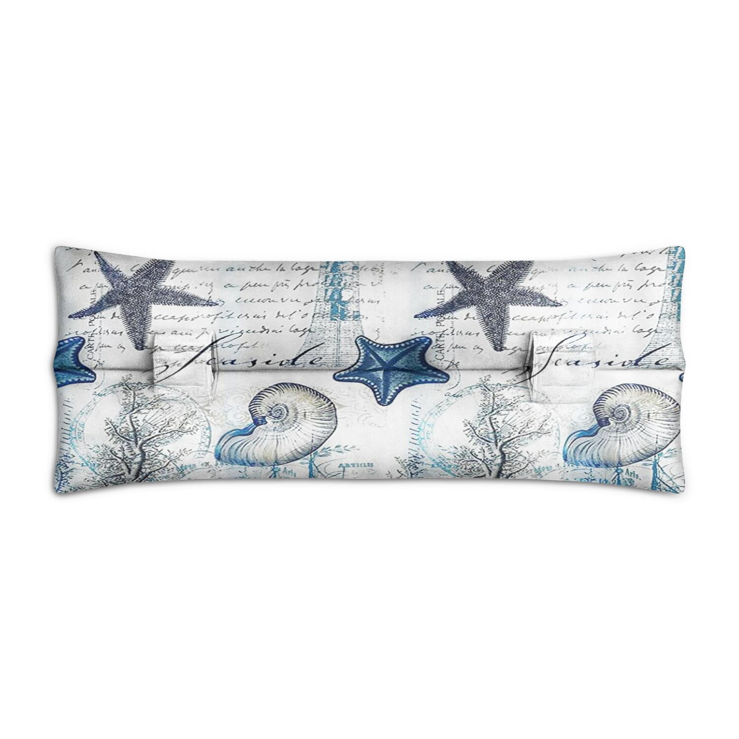 Ocean-Themed Mastectomy Pillow for Car - Post-Surgery Seatbelt Cushion with Watercolor Starfish & Seahorse Pattern - Heart Surgery Recovery Pad for Women - Plush & Machine Washable