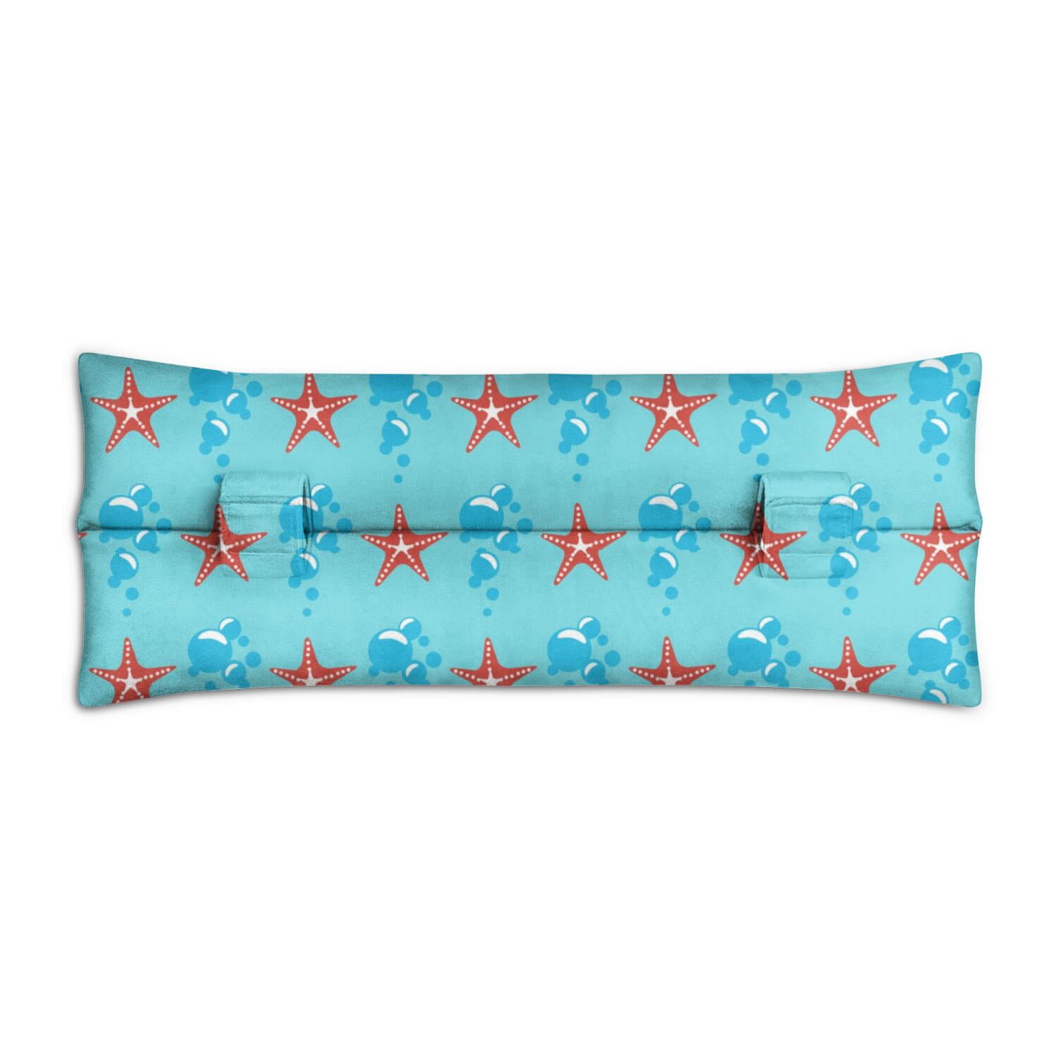Ocean-Themed Mastectomy Pillow for Car - Post-Surgery Seatbelt Cushion with Watercolor Starfish & Seahorse Pattern - Heart Surgery Recovery Pad for Women - Plush & Machine Washable